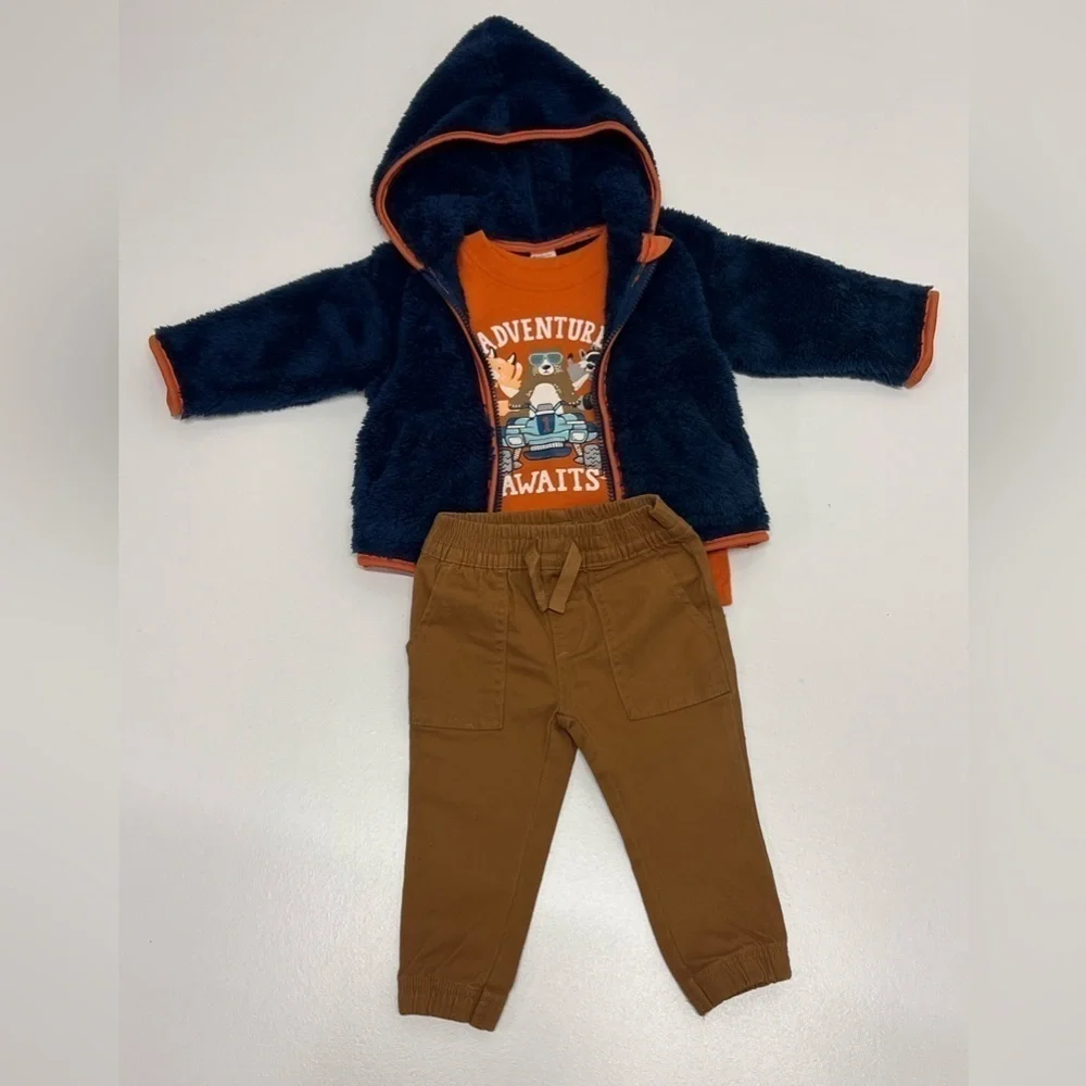 MEMBER'S Mark - Boy's 3-Piece Long Sleeve Shirt,  Hooded Jacket & Pant Set 12 mo